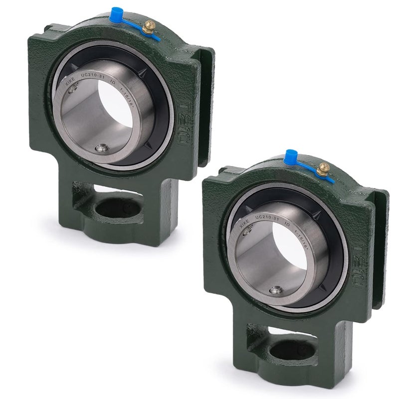 Xike 2 Pcs UCT210-31 Bore 1-15/16" Pillow Block Take-Up Mounted Ball Bearings, Solid Cast Iron Base and Self Aligning Chrome Steel - Image 1